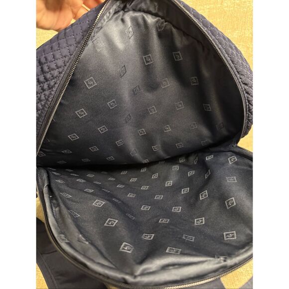 Vera Bradley Womens Quilted Monogrammed Travel Backpack & Tote Bag Set Navy Blue main image 13